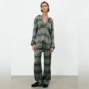 Zara Flowy Print 2 piece Set - green